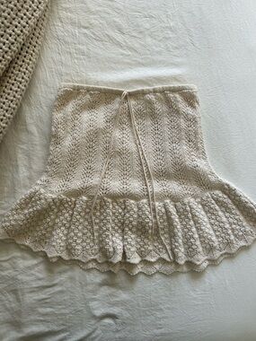 Zara Crochet Knit Mini Skirt in Cream
